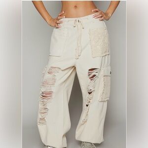 POL Distressed Lace Jogger